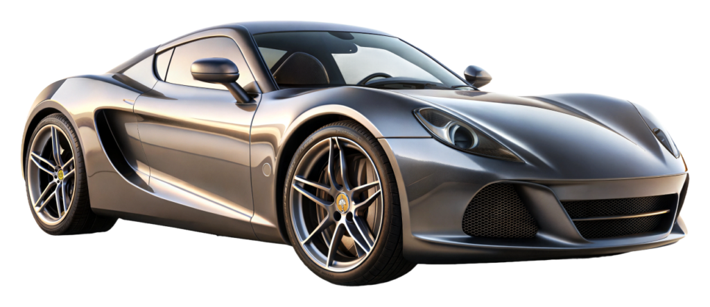 Sleek car displayed on transparent background